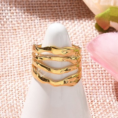 304 Stainless Steel Multilayer Open Cuff Rings for Women(RJEW-Z077-01G-05)-2