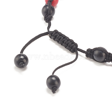 bracelet de perles tressées rondes en turquoise synthétique (teintes) avec crâne en alliage(BJEW-JB07863-02)-4