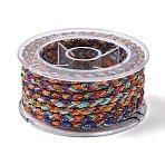 Braided Nylon Cord, with Metallic Threads for Bracelet Jewelry Making Macrame Woven Craft, Colorful, 3.8~5mm, about 2.19 Yards(2m)~3.28 Yards(3m)/Roll(NWIR-G019-01-02)