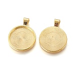 Flat Round Alloy Pendant Cabochon Settings, Plain Edge Bezel Cups, DIY Findings for Jewelry Making, Golden, Cadmium Free & Lead Free, Tray: 24.5mm, 37x28x6.5mm, Hole: 6x4mm(PALLOY-A15654-G)
