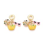 Brass Micro Pave Colorful Cubic Zirconia and Enamel European Dangle Charms, Handbag & Glasses & Sun, Large Hole Pendants, Real 18K Gold Plated, 29mm, Hole: 4.8mm(KK-T079-75G)