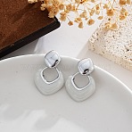 Alloy & Enamel Stud Earrings, Rhombus, Platinum, 30x20mm(WG93313-02)