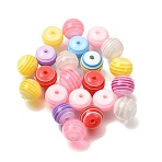 Transparent Resin Beads, Stripe Round, Mixed Color, 10x8.5mm, Hole: 2mm(RE-CBA0A57-09)