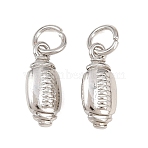 Brass Charms, Rugby Charms, Rack Plating, Long-Lasting Plated, Lead Free & Cadmium Free, Platinum, 13x6x4mm, Hole: 3mm(KK-K340-54A-P)