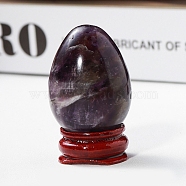Easter Raw Natural Amethyst Egg Display Decorations, Wood Base Reiki Stones Statues for Home Office Decorations, 40x25mm(PW-WG89517-02)