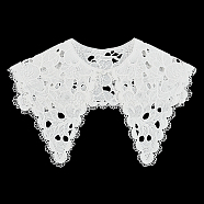 Polyester Computerized Embroidery Collar, Detachable Lace Neckline Trim, with ABS Pearl Button, Garment Accessories, White, 30x62x0.15cm(AJEW-WH0250-79)