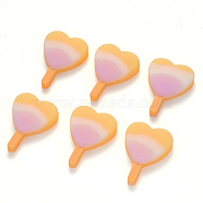 Resin Cabochons, Heart Ice-lolly, Imitation Food, Orange, 27x19.5x6mm(X-CRES-R194-03B)