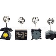 Wooden Message Clip, with Metal Finding, Clock & Phone & Camera & Televion, Mixed Color, 4pcs/set(DJEW-OC0001-01)