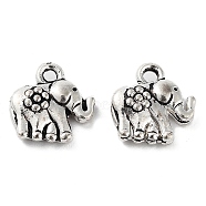 Tibetan Style Alloy Charms, Cadmium Free & Lead Free, Elephant, Antique Silver, 12x12x4mm, Hole: 1.6mm(FIND-Q094-01AS)