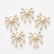 ABS Plastic Imitation Pearl Pendants, with Alloy Findings, Matte Gold Color, 25x24x9.5mm, Hole: 1.5mm(X-PALLOY-S179-03)