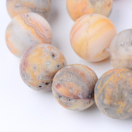 Natural Crazy Lace Agate Beads Strands, Round, Frosted, 6~6.5mm, Hole: 1mm, about 63pcs/strand, 15.5 inch(X-G-Q462-6mm-12)
