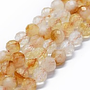 Natural Citrine Beads Strands, Faceted(64 Facets), Round, 6mm, Hole: 0.8mm, about 62~67pcs/strand, 15.16~15.55 inch(38.5~39.5cm)(G-G927-10A)