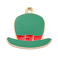 Saint Patrick's Day Alloy Enamel Pendants, Light Gold, Hat Charm, Red, 22x23x1.5mm, Hole: 2mm(ENAM-G222-01B-01)