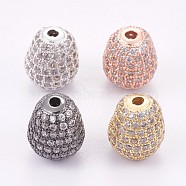 Brass Micro Pave Cubic Zirconia Beads, Long-Lasting Plated, teardrop, Mixed Color, 12x10mm, Hole: 2mm(KK-F748-30)