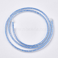 Eco-Friendly PVC Synthetic Rubber Cord, with Paillette/Sequins Inside, Deep Sky Blue, 6mm, about 0.98~1.31 yards(0.9~1.2m)/strand(RCOR-Q017-03)