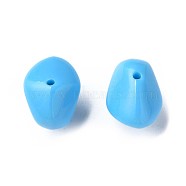 Opaque Acrylic Beads, Nuggets, Deep Sky Blue, 12.5x18x13mm, Hole: 1.6mm, about 360pcs/500g(MACR-S373-146-A09)