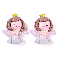 Opaque Resin Decoden Cabochons, Angel, Lavender Blush, 32.5x27.5x8mm(CRES-O007-01A)