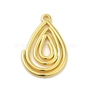 304 Stainless Steel Pendants, Real 18K Gold Plated, Teardrop, 28.5x18.5x1.7mm, Hole: 1.8mm(STAS-Q322-27G-03)