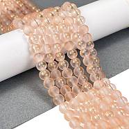 Frosted Transparent Glass Bead Strands, with Gold Powder, Round, PeachPuff, 6mm, Hole: 1mm, about 146pcs/strand, 31.02''(78.8cm)(GLAA-P065-6mm-05)