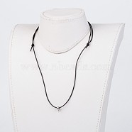 Cowhide Leather Cord Necklace Making, with Stainless Steel Beads, Black, 19.6 inch~29.9 inch(X-NJEW-JN01692)