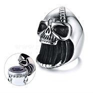 Alloy Finger Rings, Skull, Antique Silver, US Size 9(18.9mm)(PW-WG19581-02)