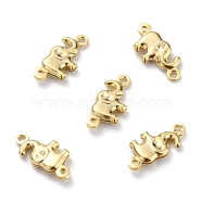 Brass Links Connectors, Elephant Shape, Real 24K Gold Plated, 14x6.5x2.5mm, Hole: 1mm(KK-O131-02-G)