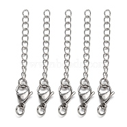 304 Stainless Steel Chain Extender, Stainless Steel Color, 65~70mm, Clasp: 9x15mm, Chain: 43mm, Ring: 6x1mm.(STAS-O083-07)
