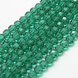 Transparent Glass Bead Strands, Imitate Austrian Crystal, Faceted(32 Facets), Round, Light Sea Green, 8mm, Hole: 1mm, about 65~67pcs/strand, 49~50cm(GLAA-G013-8mm-52)