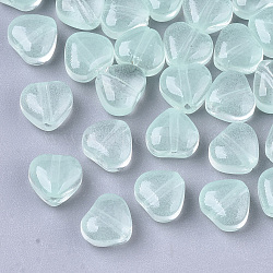 Transparent Spray Painted Glass Beads, Heart, Imitation Jelly, Aquamarine, 6x6x4mm, Hole: 0.9mm(GLAA-N035-02-A05)