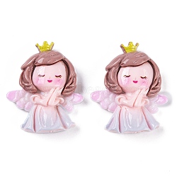 Opaque Resin Decoden Cabochons, Angel, Lavender Blush, 32.5x27.5x8mm(CRES-O007-01A)