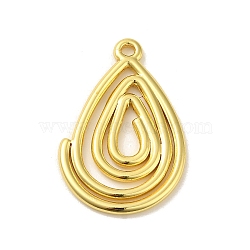 304 Stainless Steel Pendants, Real 18K Gold Plated, Teardrop, 28.5x18.5x1.7mm, Hole: 1.8mm(STAS-Q322-27G-03)