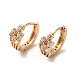 Brass Micro Pave Cubic Zirconia Hoop Earrings, Light Gold, 15x6mm(EJEW-C073-45KCG)