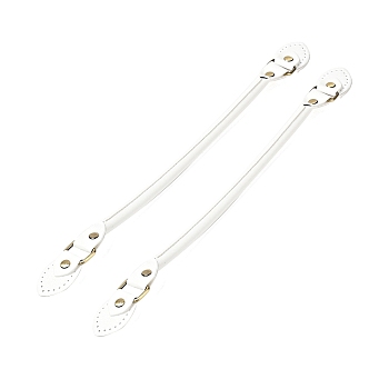 Leaf End Microfiber Leather Sew on Bag Handles, with Alloy Studs & Iron Clasps, Bag Strap Replacement Accessories, White, 39.5x3.15x1.25cm
