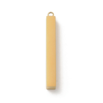 Ion Plating(IP) 304 Stainless Steel Pendants, Rectangle Charm, Real 18K Gold Plated, 43x5x5mm, Hole: 2.2mm