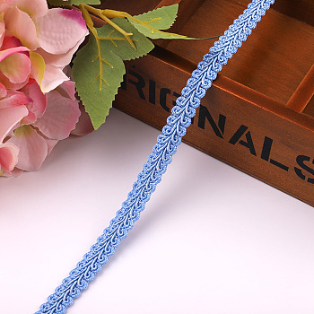 Polyester Centipede Braid Lace Trim, Craft Ribbon for Bridal, Costume, Jewelry, Crafts and Sewing, Sky Blue, 3/8 inch~1/2 inch(11~12mm)