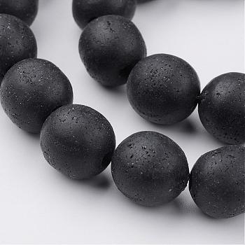 Polymer Clay Bead Strands, Round, Black, 12~13mm, Hole: 2~3mm, about 28~29pcs/strand, 13.77 inch~14.17 inch