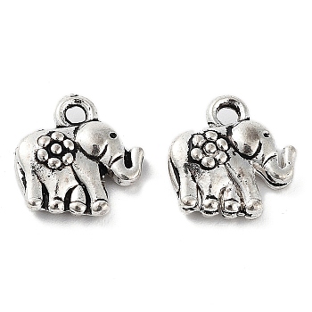 Tibetan Style Alloy Charms, Cadmium Free & Lead Free, Elephant, Antique Silver, 12x12x4mm, Hole: 1.6mm, about 869pcs/1000g