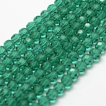 Transparent Glass Bead Strands, Imitate Austrian Crystal, Faceted(32 Facets), Round, Light Sea Green, 8mm, Hole: 1mm, about 70~72pcs/strand, 20~21 inch