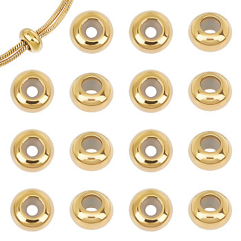 20Pcs Stainless Steel Beads, with Rubber Inside, Slider Beads, Stopper Beads, Rondelle, Golden, 8x4mm, Hole: 2mm