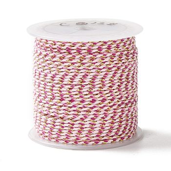 4-Ply Polycotton Cord, Handmade Macrame Cotton Rope, with Gold Wire, for String Wall Hangings Plant Hanger, DIY Craft String Knitting, Light Coral, 1.5mm, about 21.8 yards(20m)/roll