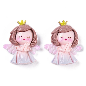 Opaque Resin Decoden Cabochons, Angel, Lavender Blush, 32.5x27.5x8mm
