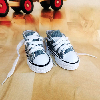 Cloth Doll Canvas Shoes, Sneaker for BJD Dolls Accessories, Steel Blue, 55x29x40.5mm