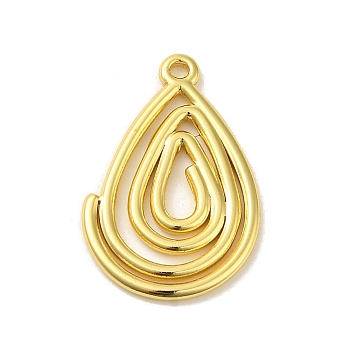 304 Stainless Steel Pendants, Real 18K Gold Plated, Teardrop, 28.5x18.5x1.7mm, Hole: 1.8mm