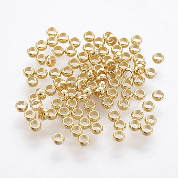 316 Surgical Stainless Steel Crimp Beads, Rondelle, Real 18K Gold Plated, 1.9mm, Hole: 1mm