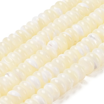 Natural Trochus Shell Beads Strands, Rondelle, Bleach, 10x5mm, Hole: 1.2mm, about 82~85pcs/strand, 14.96''(38cm)