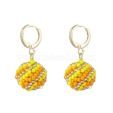 Yellow Round Brass Earrings