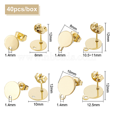 ベネクリエイト 40 個 4 スタイルの真空メッキ 304 ステンレススチールのスタッド イヤリングの所見(STAS-BC0002-53)-2