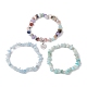 3pcs 3 ensembles de bracelets extensibles en aigue-marine naturelle et en amazonite fleurie(BJEW-JB11076-01)-4