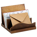 1Pc 3-Slot Wood File Organizer Stands, File Folder Holders, Wave Shape, Coconut Brown, 16x16x10.9cm(ODIS-CL0001-01)