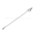 304 Stainless Steel Curb Chain Extender, End Chains with Lobster Claw Clasps and Teardrop Charms, Stainless Steel Color, 68mm(STAS-G383-06P)